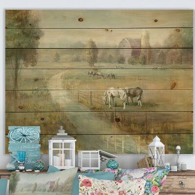 Farmhouse Country Field Print on Wood R977412