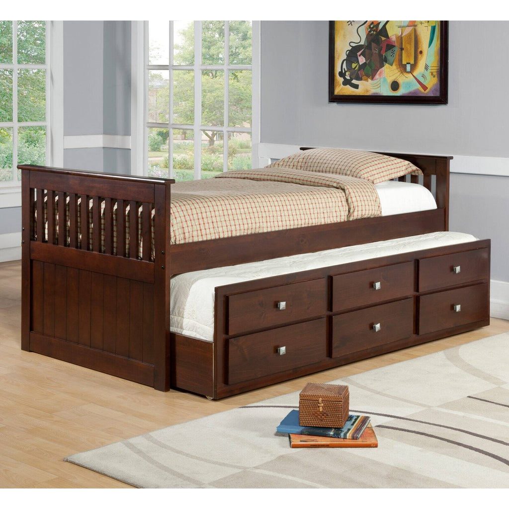 Dark Cappuccino Twin Trundle Bed E8580