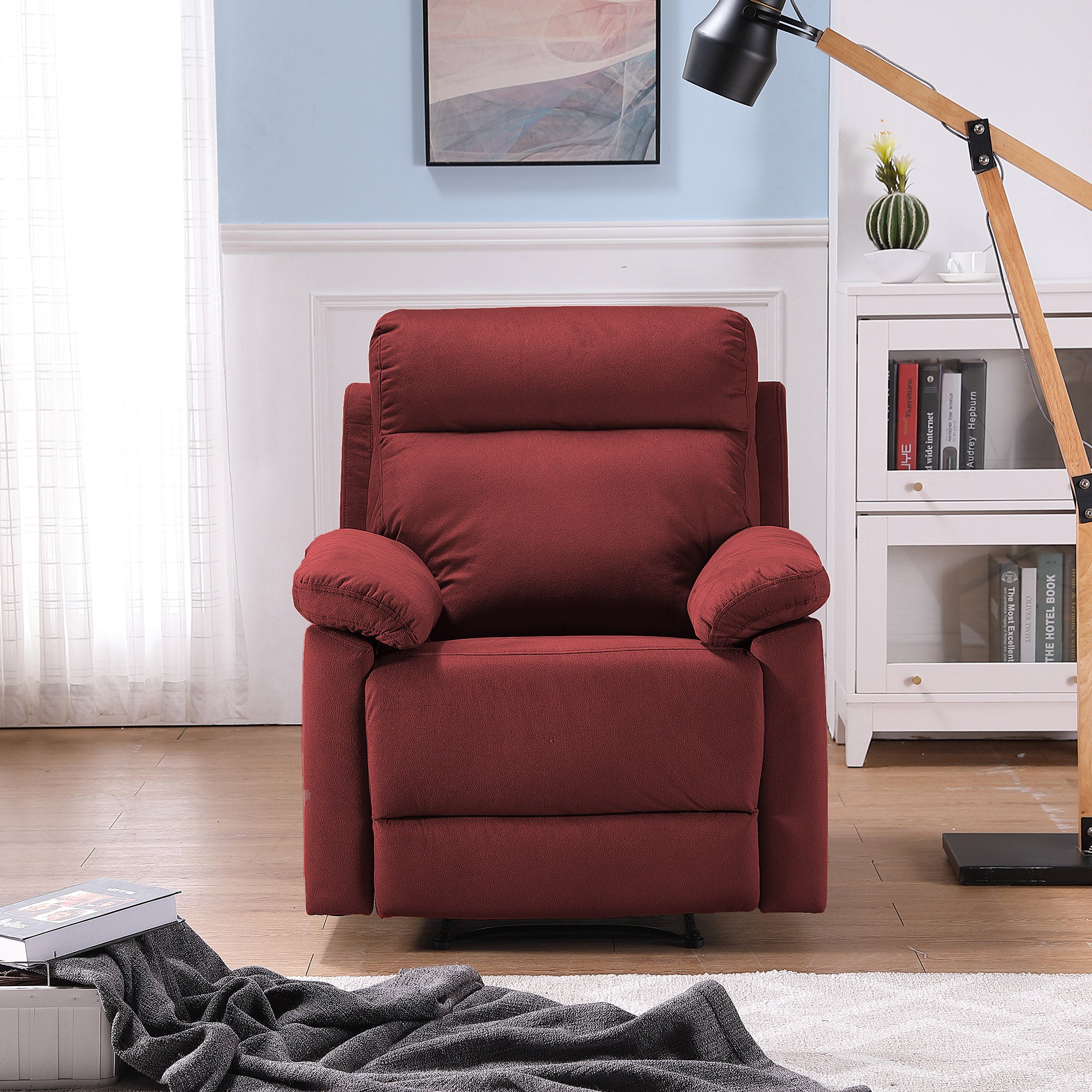 Red Fabric Manual Recliner F5561