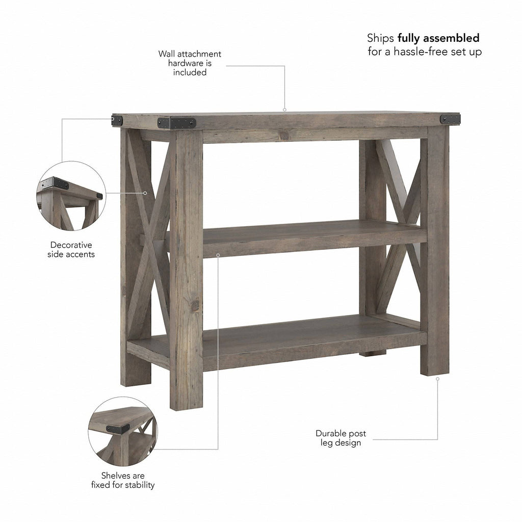 36W Narrow Console Table with Shelves in Lakewood White L8401