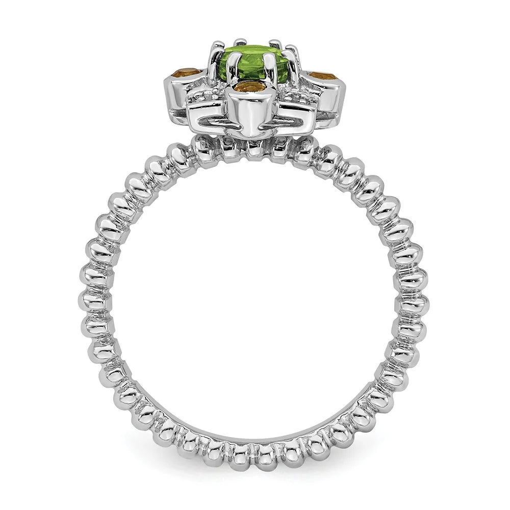 Peridot; Citrine & Diamond Ring Size: 5 U5618