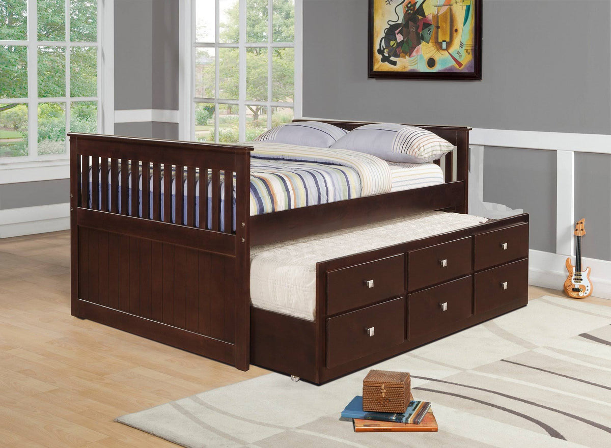 Dark Cappuccino Twin Trundle Bed E8580