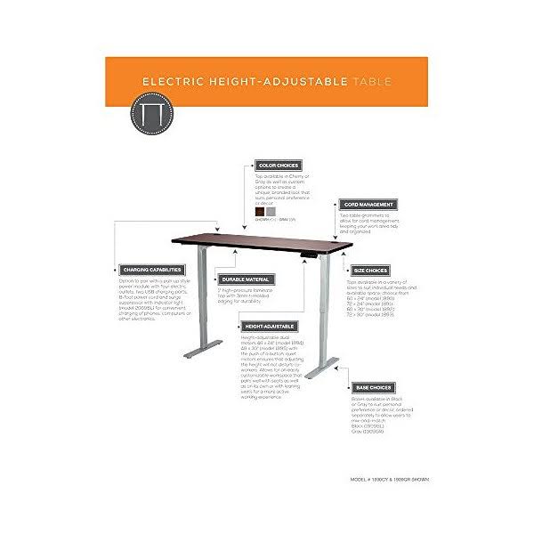 Electric Height-Adjustable Table Top 72x22 Gray O610