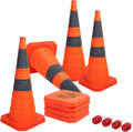 4 Pack 28 inch Collapsible Traffic Cones with LED Light Reflective Safety Cone U422350