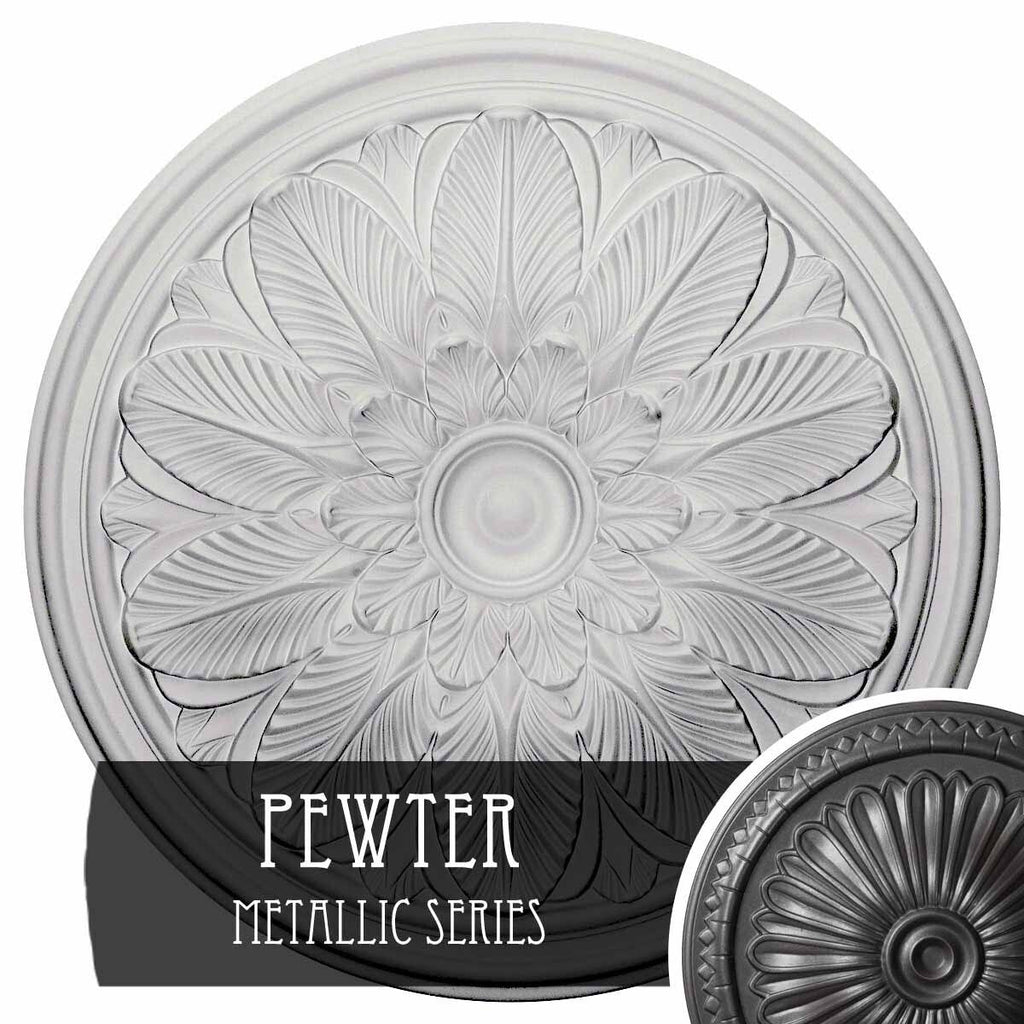 Bordeaux Ceiling Medallion, Hand-Painted Pewter, Gray X130