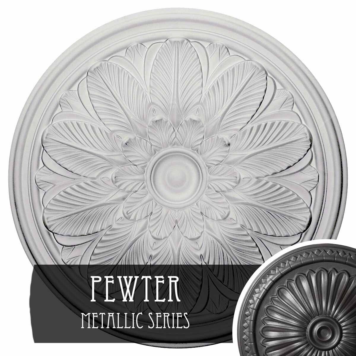 Bordeaux Ceiling Medallion, Hand-Painted Pewter, Gray X130