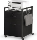 Black 2 Drawer Rolling File Cabinet with Lock D7529