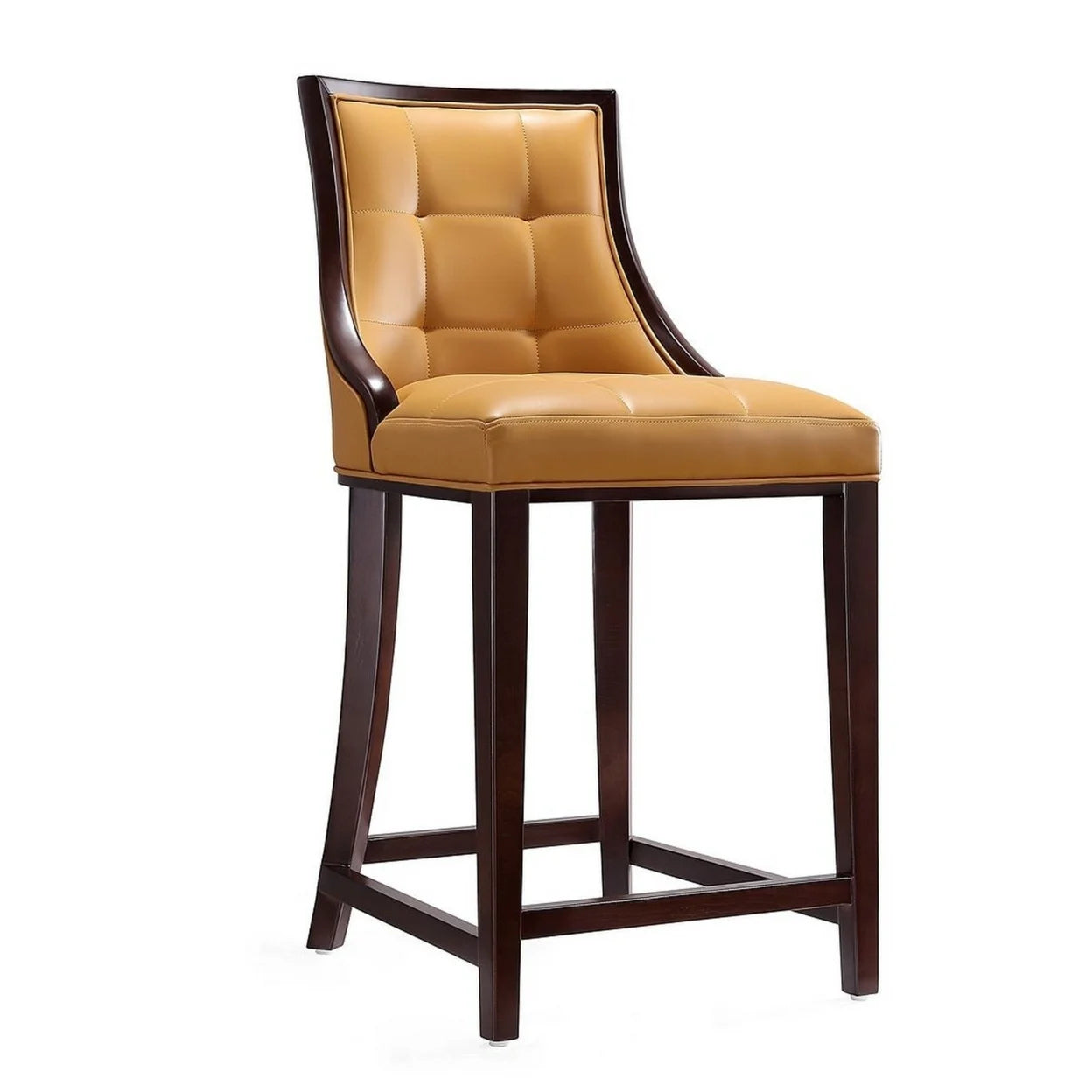 Camel and Dark Walnut Beech Wood Counter Height Bar Stool (Set of 2) B270