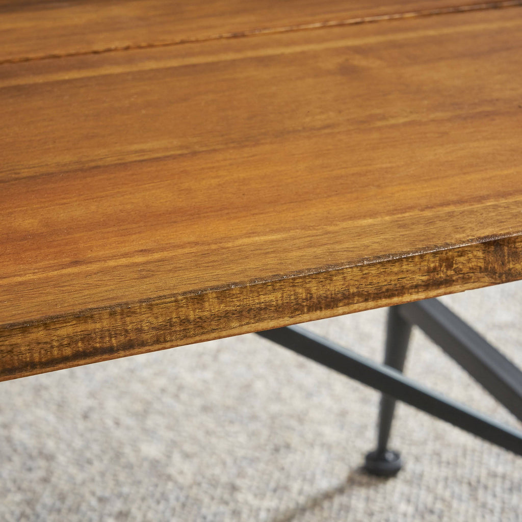 Rustic Industrial Acacia Wood Coffee Table with Metal Frame V423199