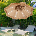9FT Double Tiers Solar LED Thatched Tiki Umbrella M5984