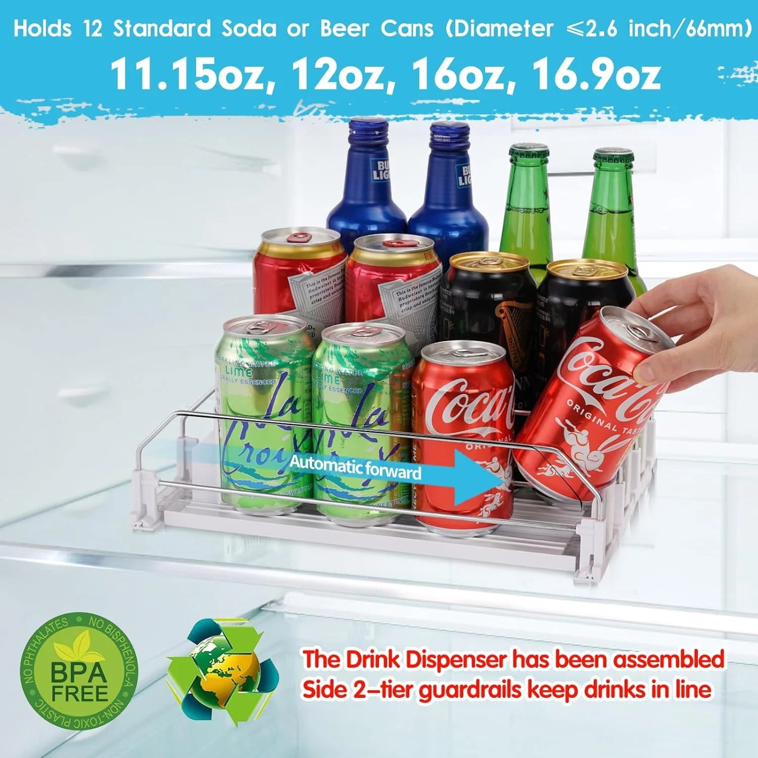 Drink Dispenser with Automatic Pusher Glide for Refrigerator A2678