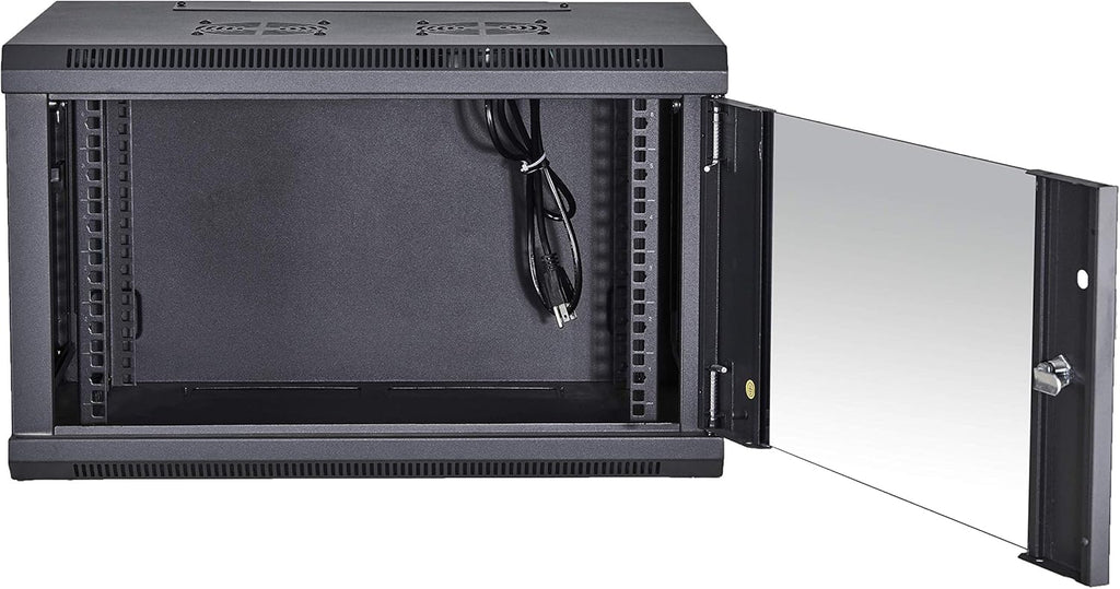 Black 18U Wall Mount Server Rack Cabinet with Locking Tempered Glass Door S611