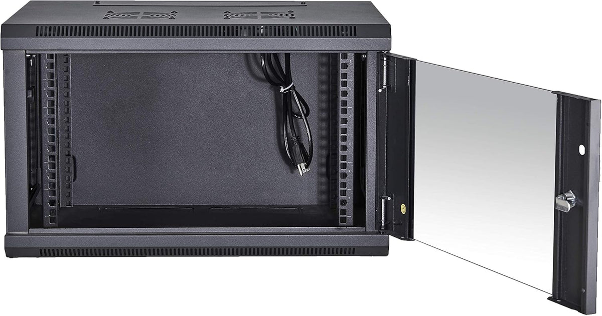 Black 18U Wall Mount Server Rack Cabinet with Locking Tempered Glass Door S611