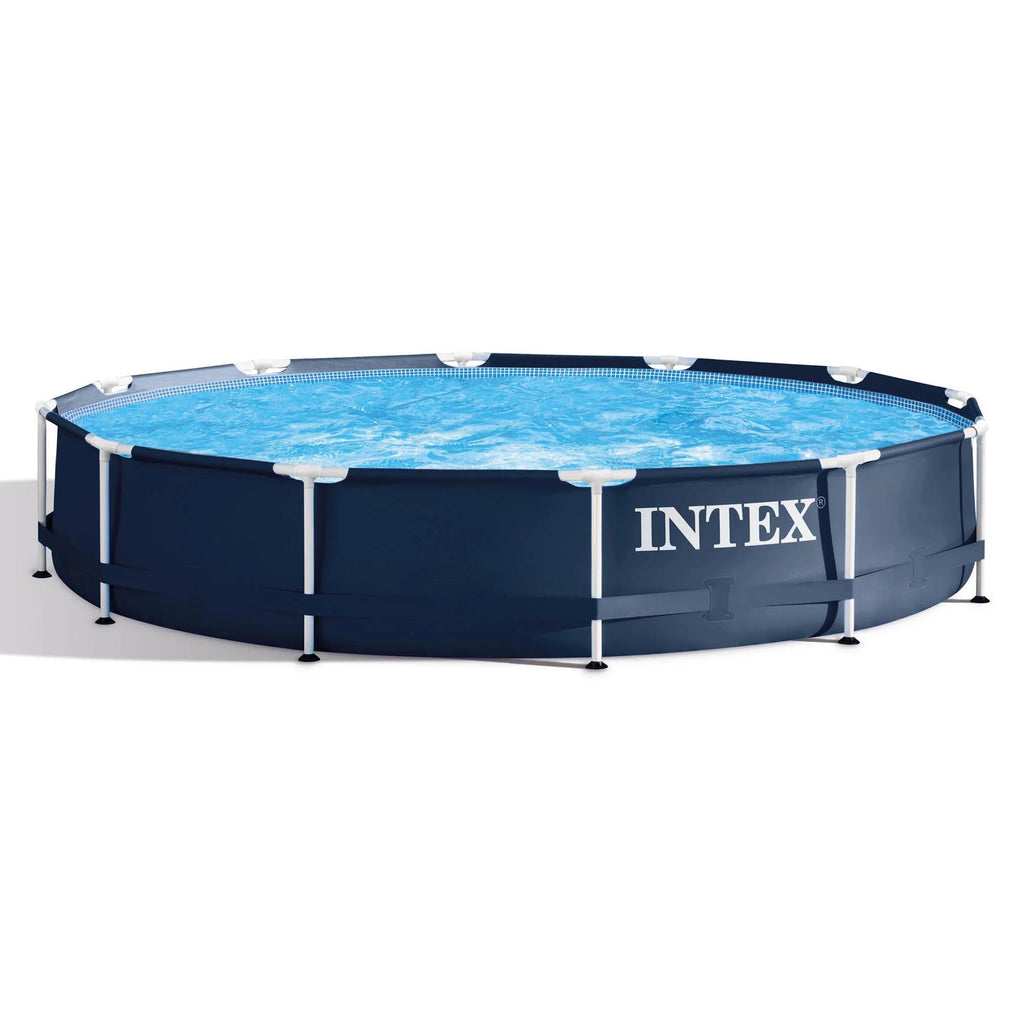 12' x 30" Frame Round Above Ground Swimming Pool Kit with Canopy R43347