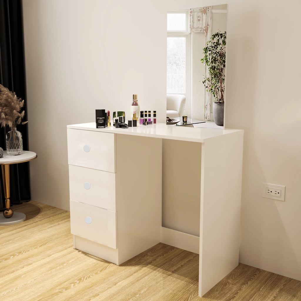 White 3 Drawer Vanity Table with Mirror O2631