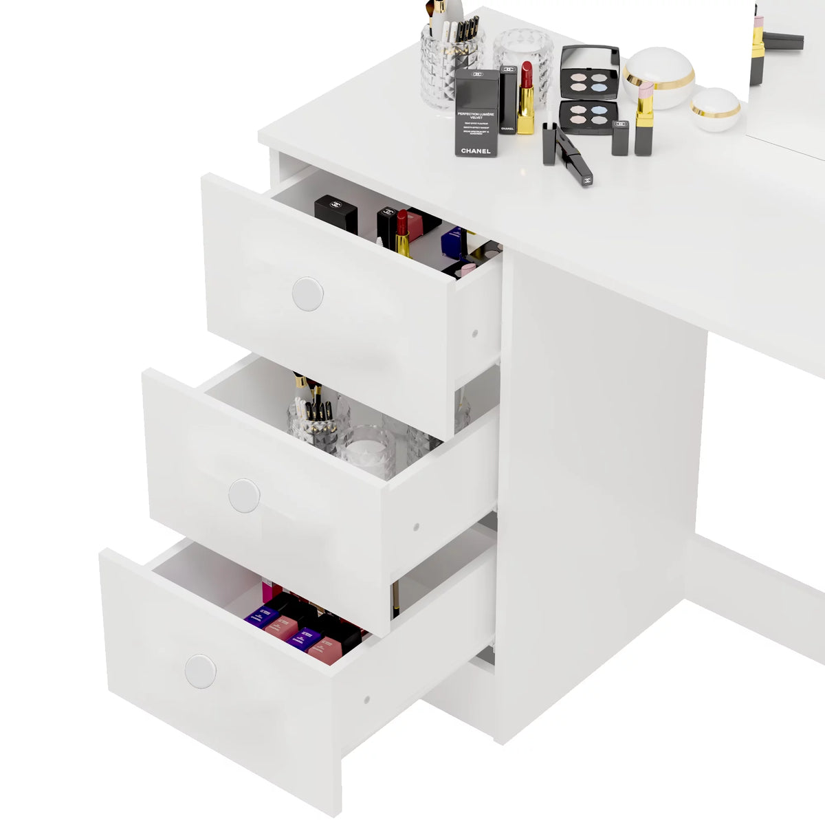 White 3 Drawer Vanity Table with Mirror O2631