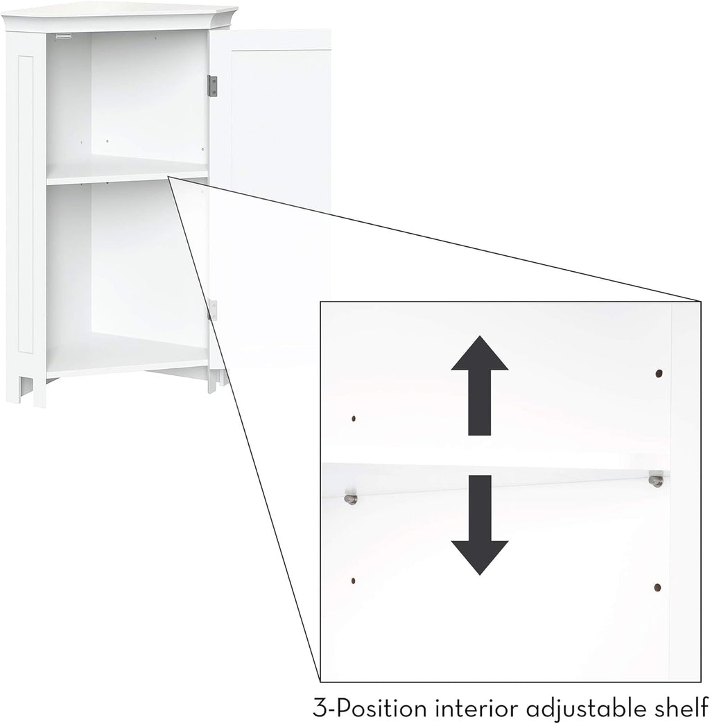 White Single Door Corner Floor Cabinet E18522