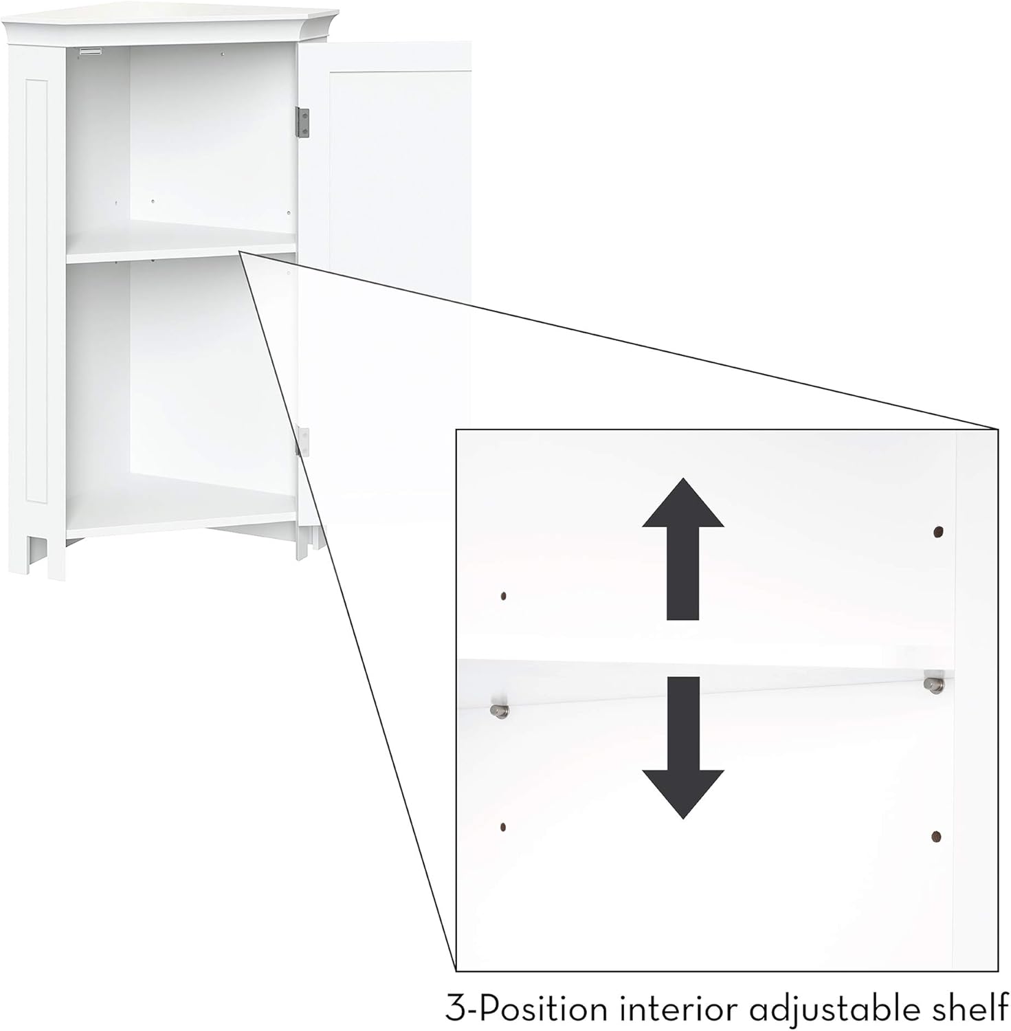 White Single Door Corner Floor Cabinet E18522