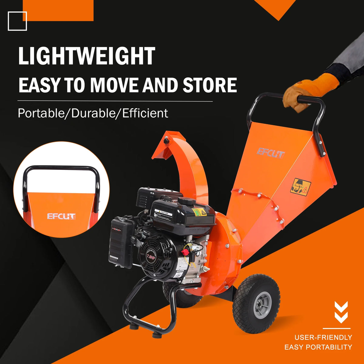 7 HP 212cc Gas Powered Wood Chipper Shredder V1313