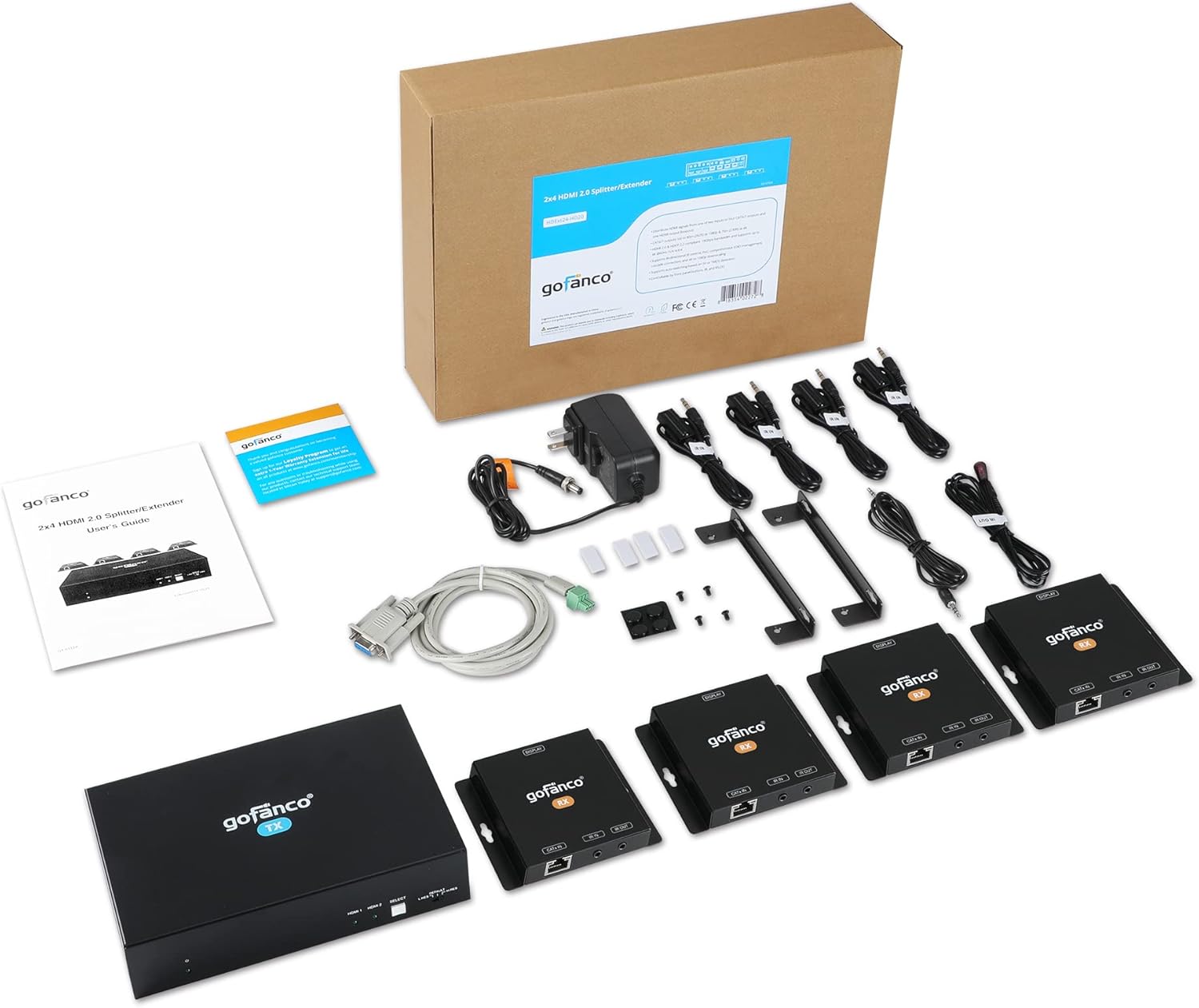 HDMI 2.0 2x4 Splitter/Extender, 4K 60Hz 4:4:4, HDR, HDCP 2.2, Dual IR, PoC, EDID, Loopout D21571