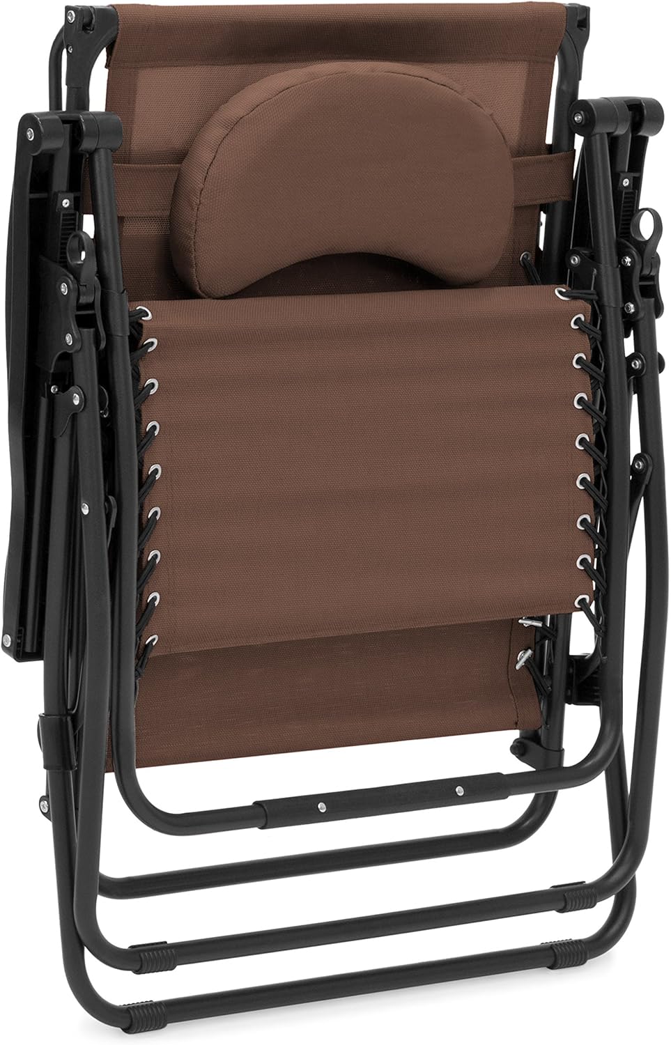 Oversized Steel Mesh Zero Gravity Reclining Lounge Patio Chair with Folding Canopy Shade and Cup Holder W39918