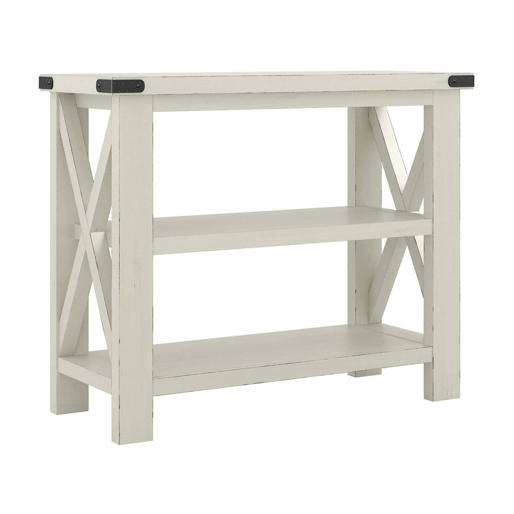 36W Narrow Console Table with Shelves in Lakewood White L8401