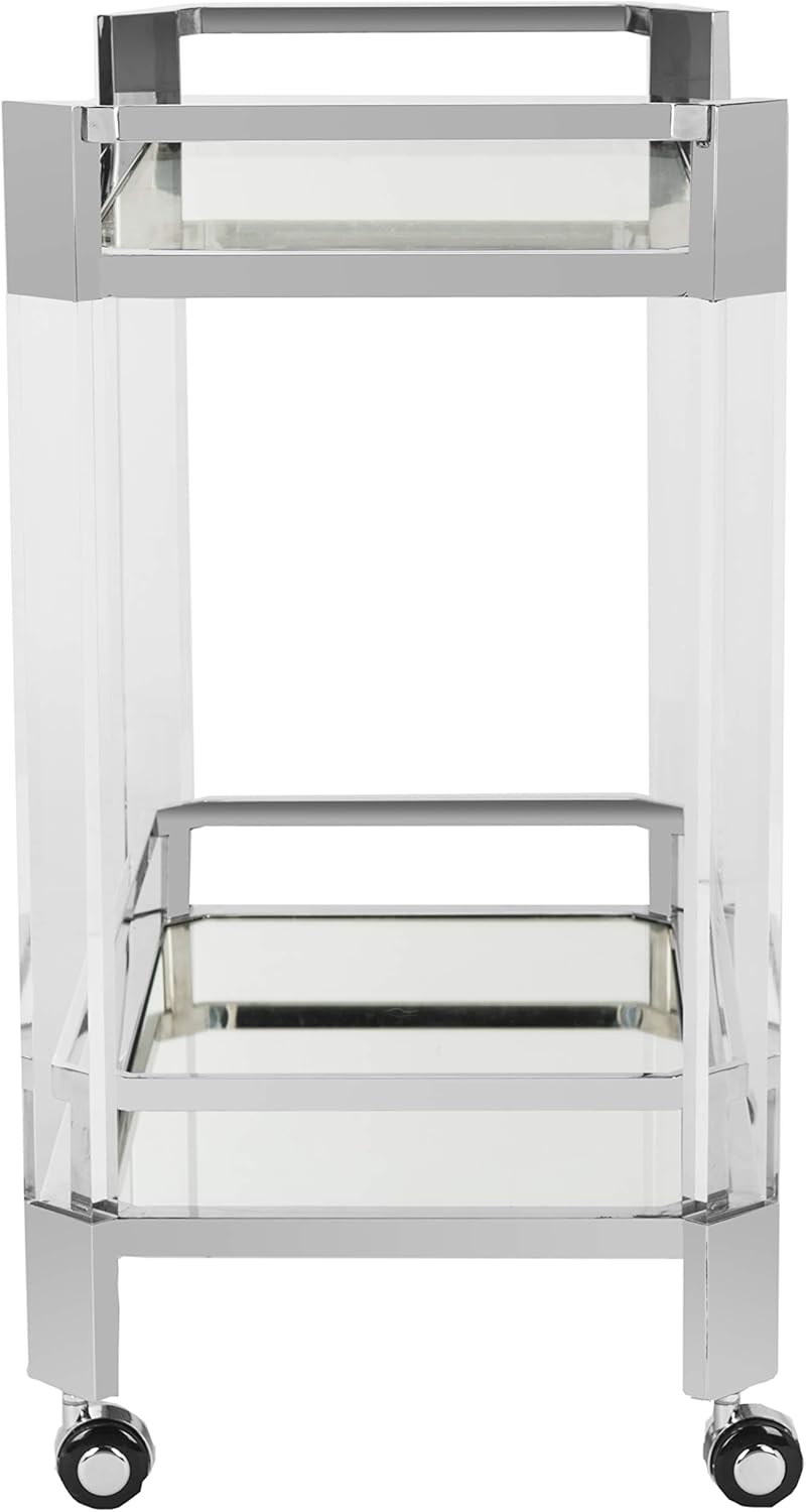 Clear Silver Glass Bar Cart V41870