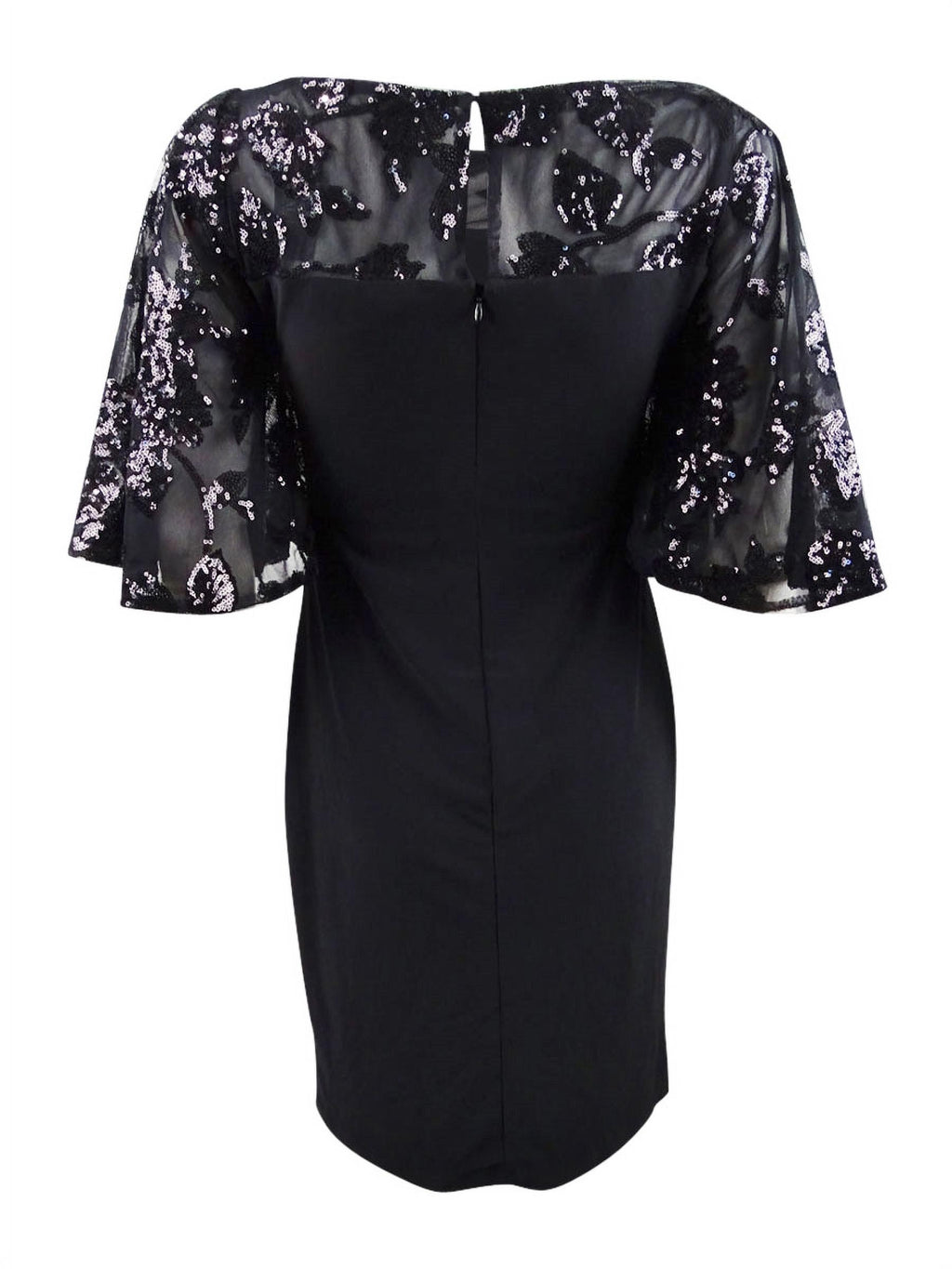 Petite Sheer-Yoke Dress (2P, Black) M3540