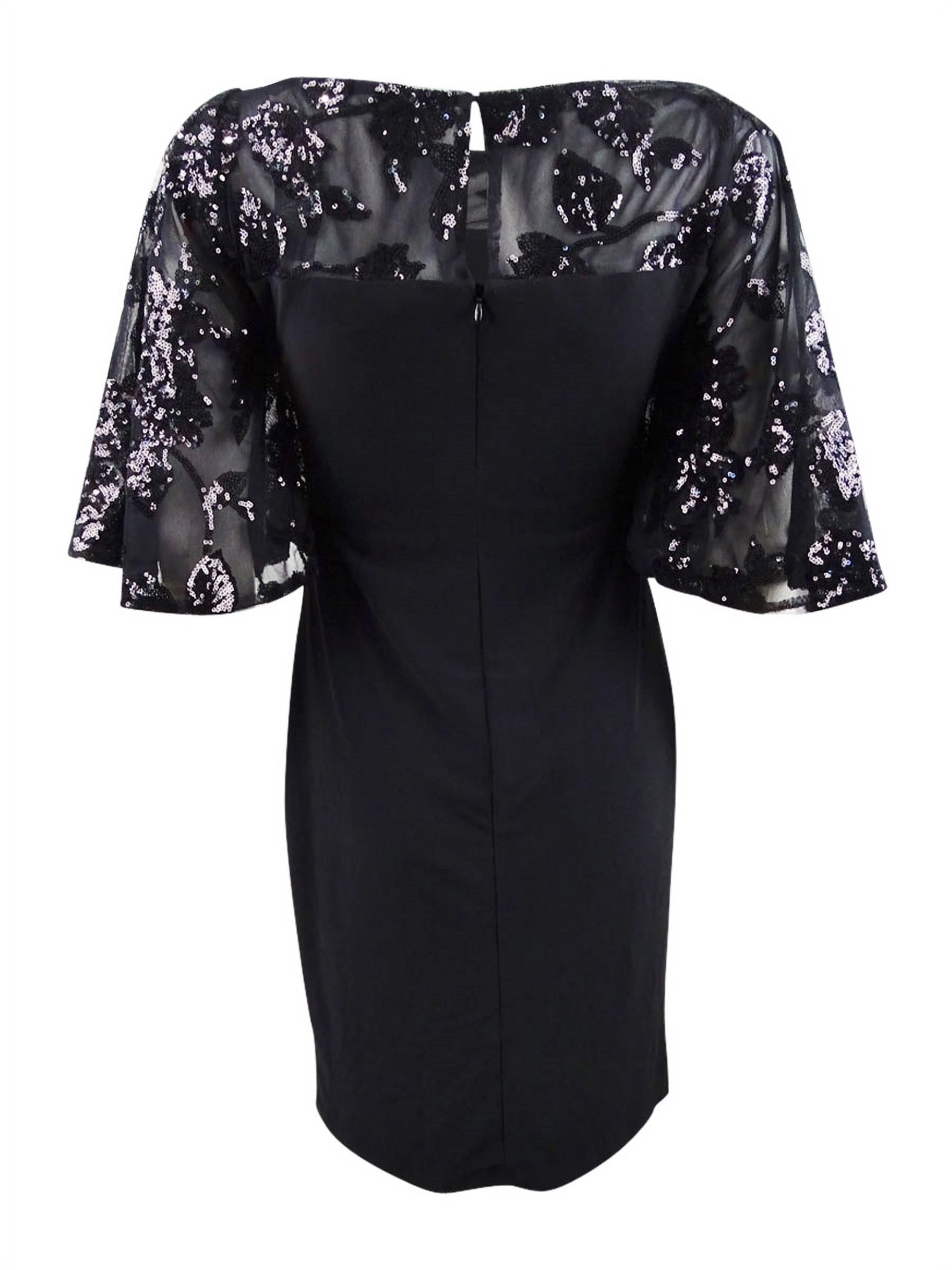 Petite Sheer-Yoke Dress (2P, Black) M3540