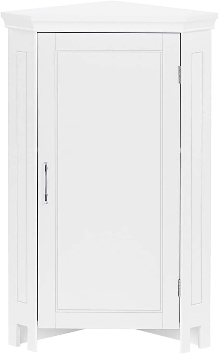 White Single Door Corner Floor Cabinet E18522
