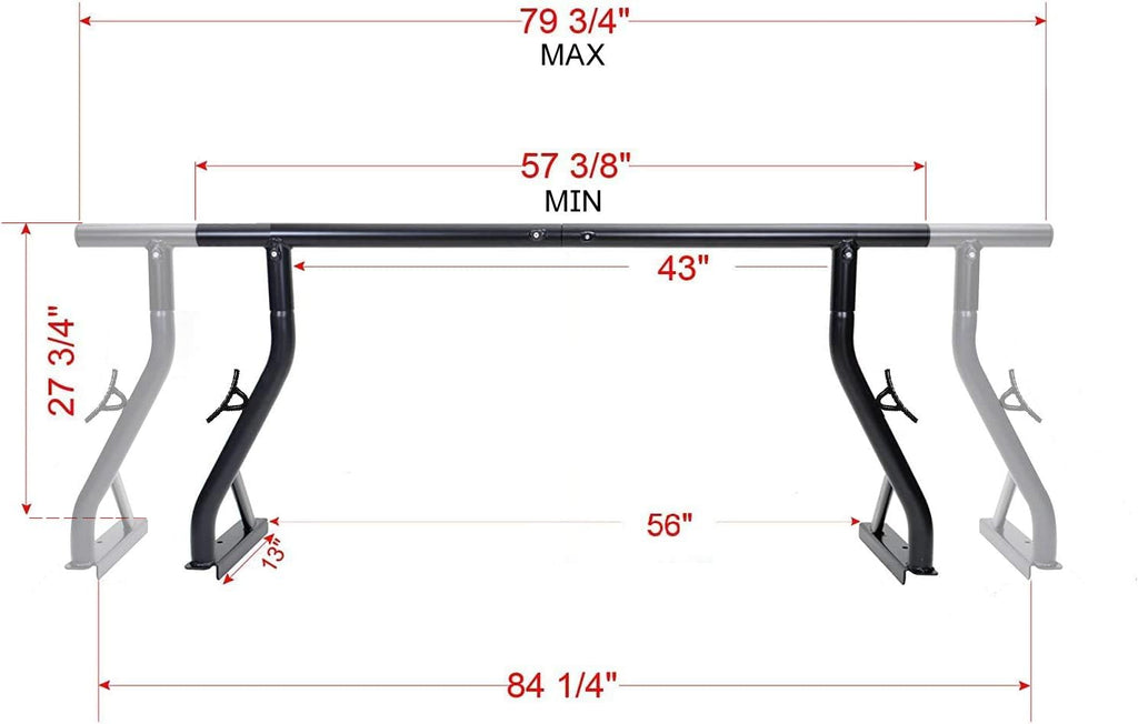 Steel Pickup Truck Ladder Rack Two Bar Set O795