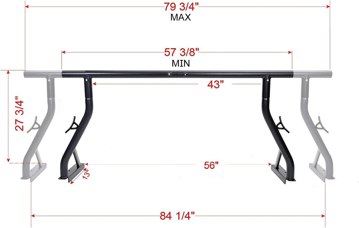 Steel Pickup Truck Ladder Rack Two Bar Set O795