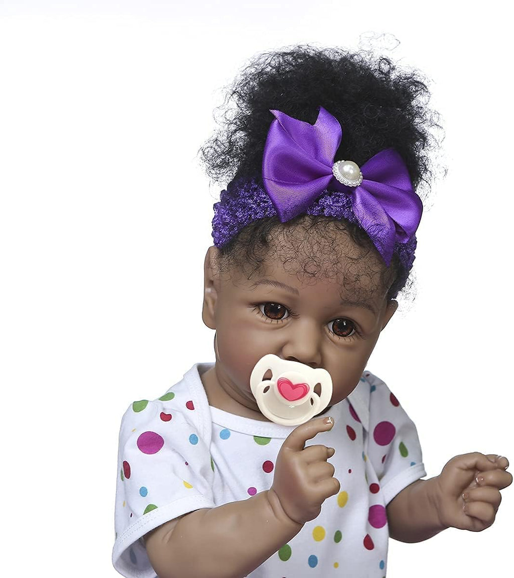 22 inch Realistic Reborn Baby Doll with Curly Brown Hair W833