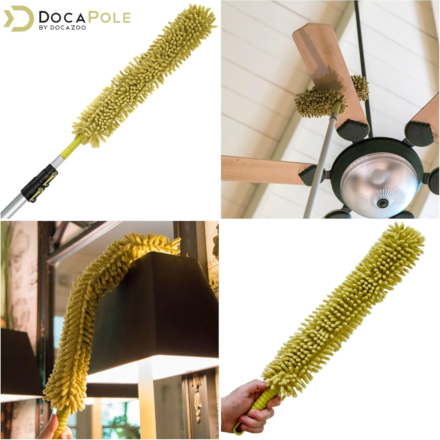 Extension Pole with Microfiber Ceiling Fan Duster and Removable Chenille Dusting Cloth D546352