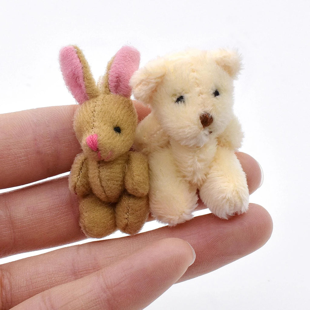 Mini Joint Bear/Rabbit Plush Dollhouse Decor Toys N2527