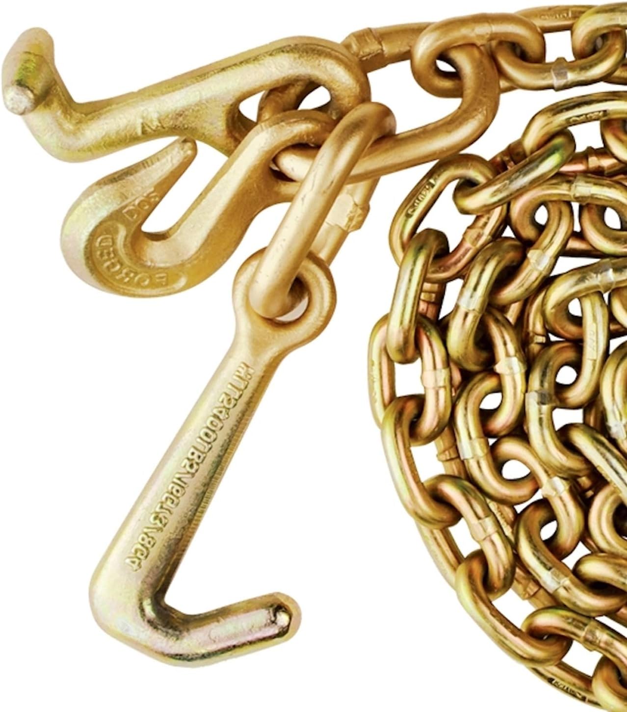 Tow Chain with 8 Inch Forged J Hook, Grade 70, 8 Foot, Pack of 2 S3530