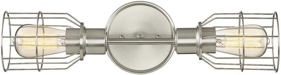 Brushed Nickel 2-Light Wire Cage Wall Sconce Light I5151