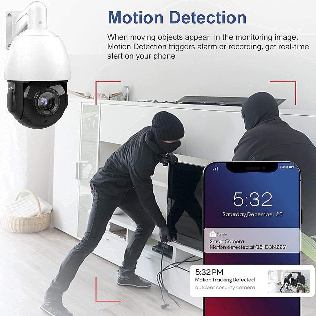 5MP Outdoor PTZ POE Security IP Camera Speed Dome with 18x Optical Zoom Pan Tilt 165ft IR Night Vision Motion Detection IP66 Waterproof R4159