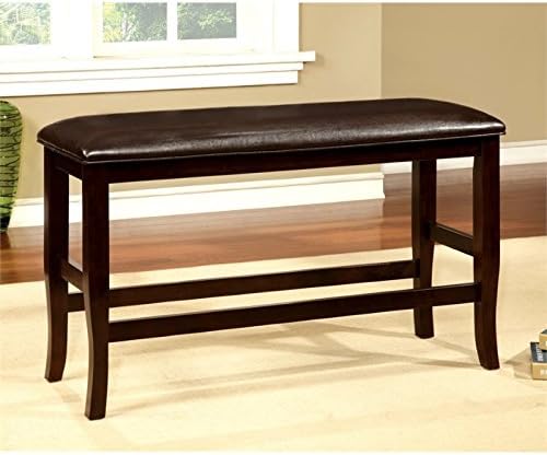 Espresso Faux Leather Counter Height Bench X7139