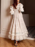 White Slash Neck Short Sleeve Long Dress L315985
