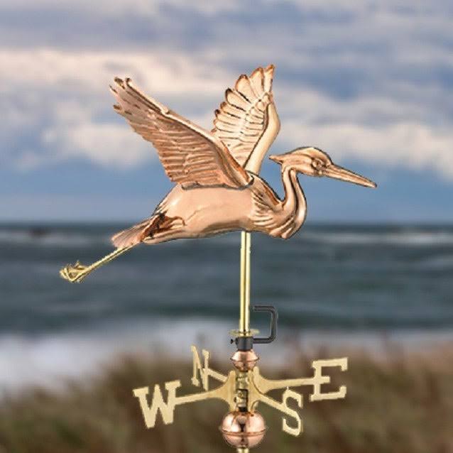 Blue Heron Garden Weathervane with Roof Mount, Blue Verde Copper F21886