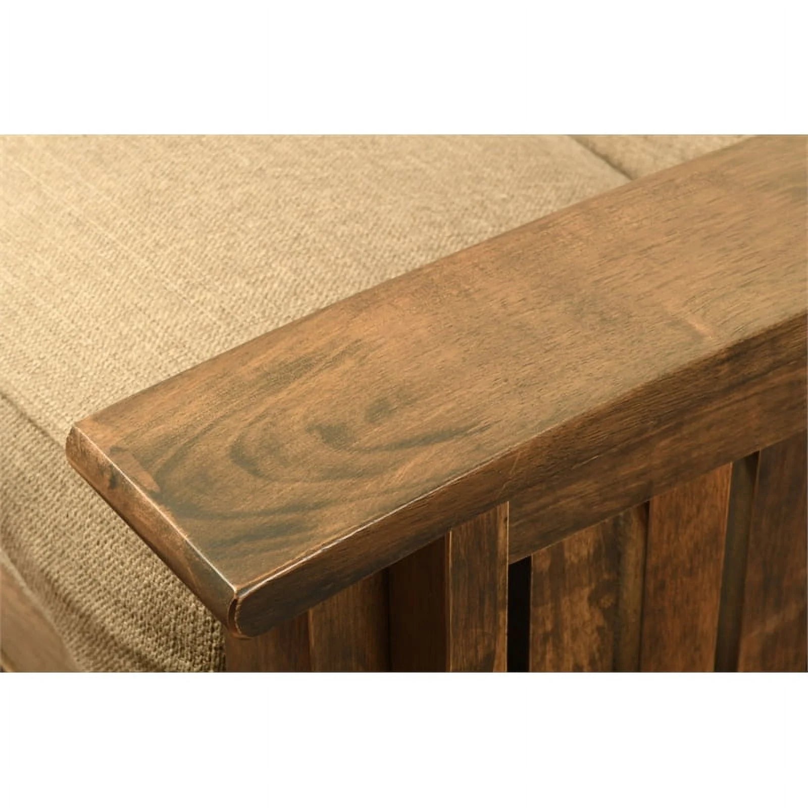 Rustic Walnut Futon with Linen Stone Gray Mattress R762010