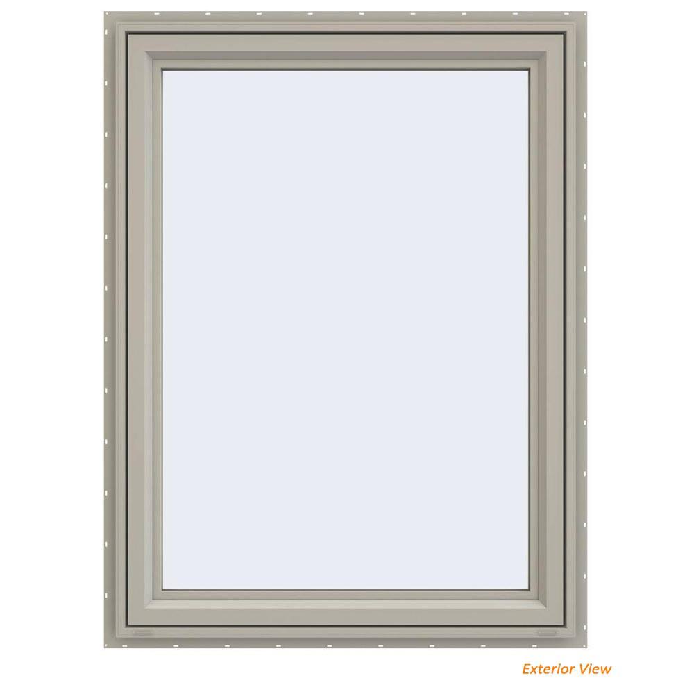 Desert Sand Vinyl Left-Handed Casement Window with Fiberglass Mesh Screen Y8457