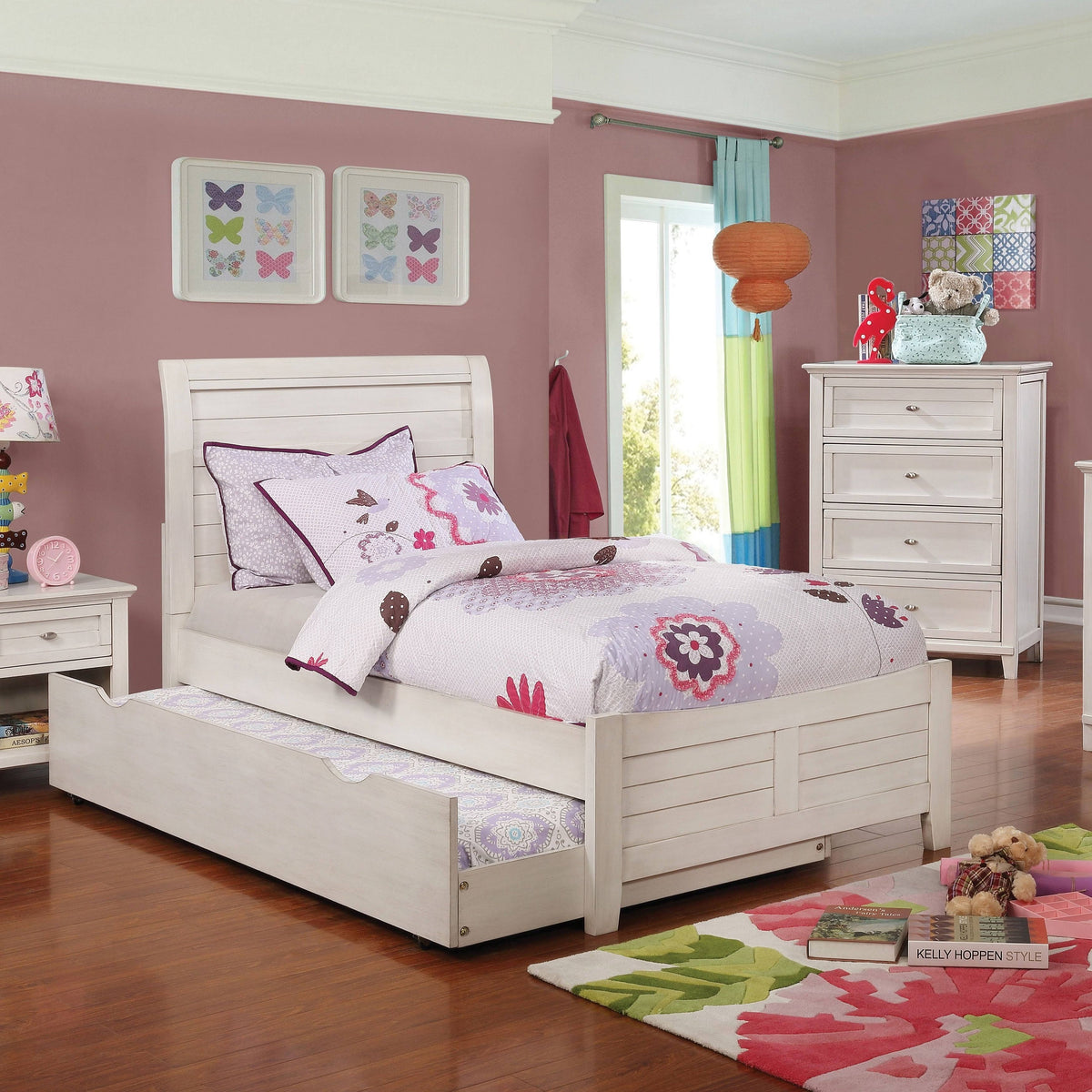 White Full Planked Bed L8512
