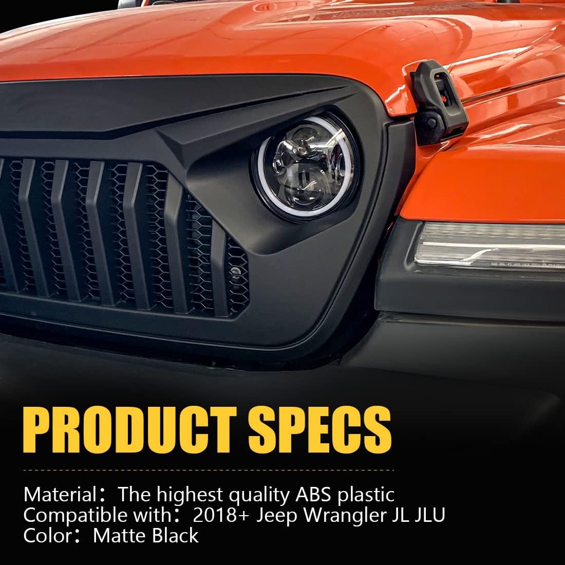 Glossy Black ABS Front Cover Grill for Jeep Wrangler JL JLU S512