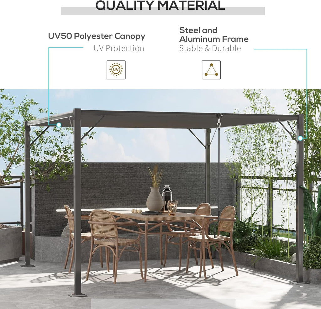 10' x 10' Outdoor Louvered Pergola Patio Aluminum Gazebo Canopy with Adjustable Roof Sun Shade, Grey S924