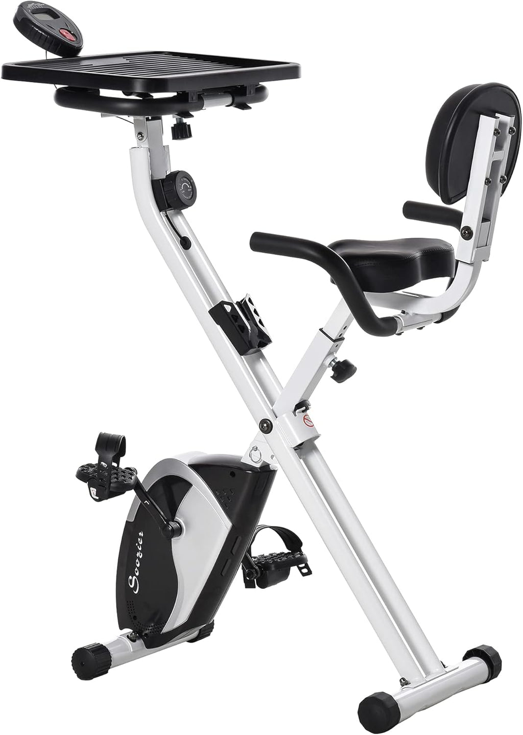 White Stationary Exercise Bike with Adjustable Desktop Q139