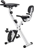 White Stationary Exercise Bike with Adjustable Desktop Q139