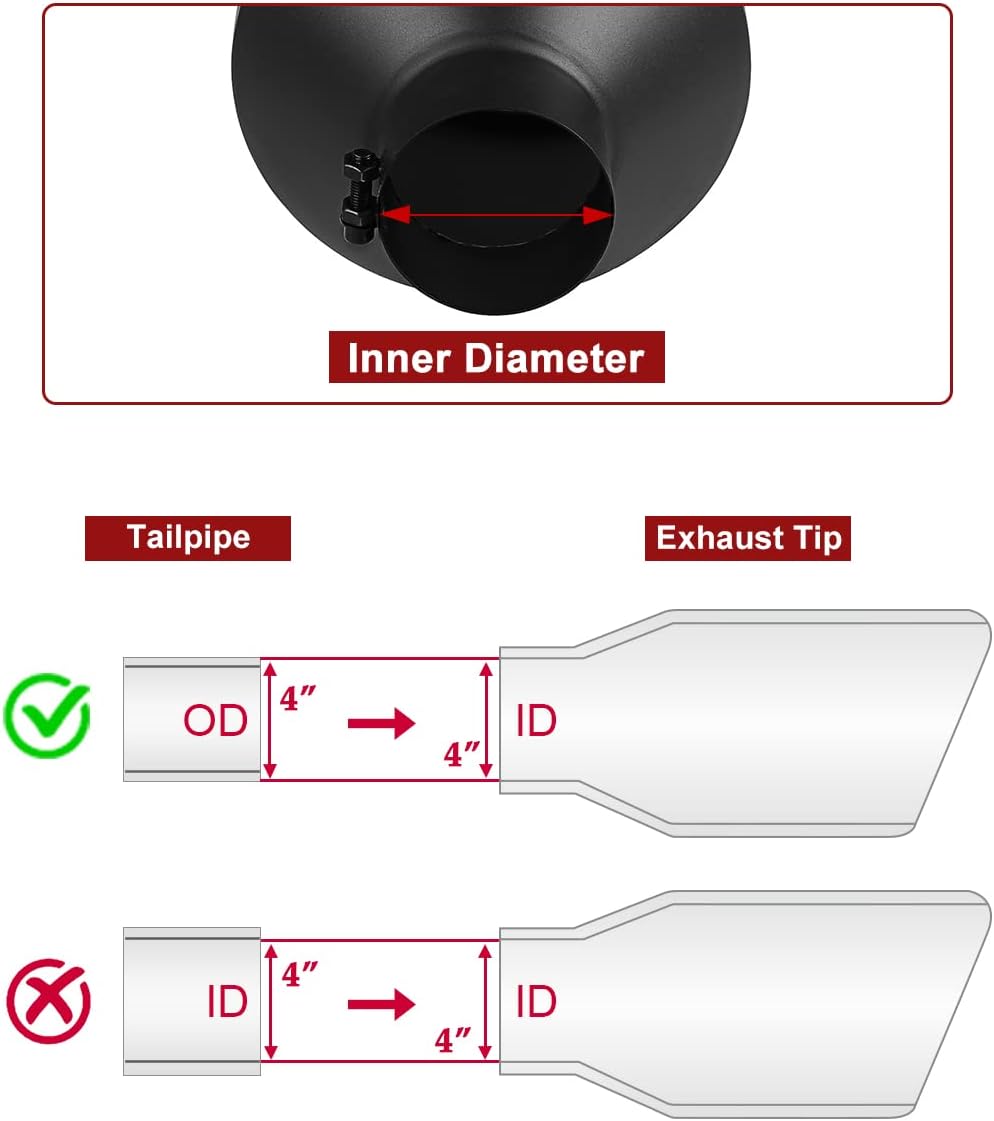 Black Long Stainless Steel Bolt-On Exhaust Tips G440153