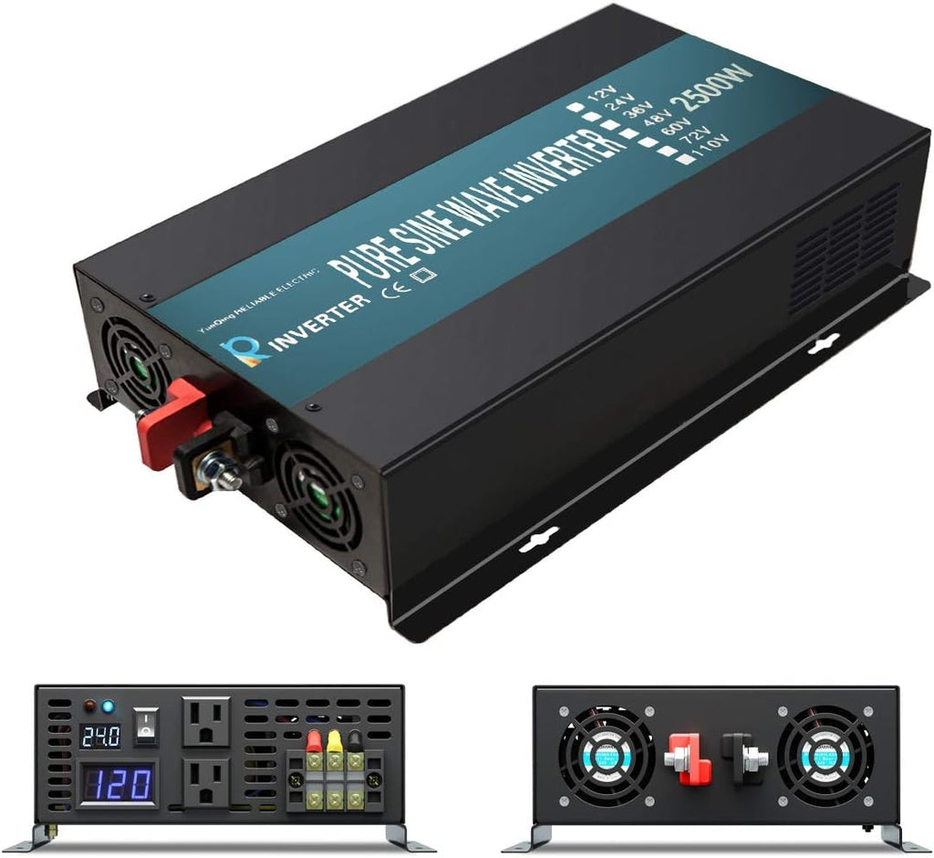 2500W Pure Sine Wave Power Inverter 24V DC to 120V AC H1271